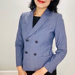 Banana Republic 0P Blue Double-Breasted Blazer
